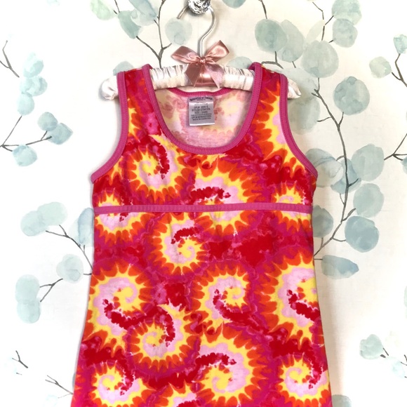 Kids Red Pink Yellow Paisley Tie Dye Tank Dress Sundress by Oriental Trading - Picture 2 of 9